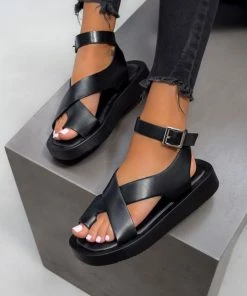 DMF ADELINA Chunky Gladiator Sandals - Black