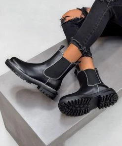 ELG ARIELLA Chelsea Ankle Boots - Black PU