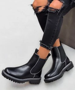 ELG ARIELLA Chelsea Ankle Boots - Black PU