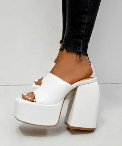 NDS ASHLYN Super Chunky Platform Heels - White