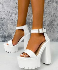 COR AVA Chunky Platform Heels - White