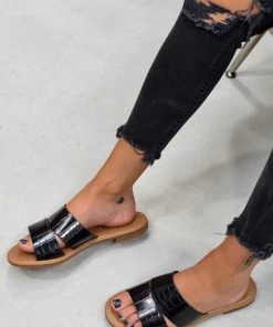 AJ Voyage Footwear AYISHA Crock Print Sandals - Black