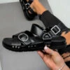 DMF BASILLA Chunky Buckle Sandals - Black