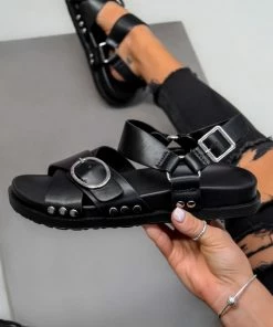 DMF BASILLA Chunky Buckle Sandals - Black