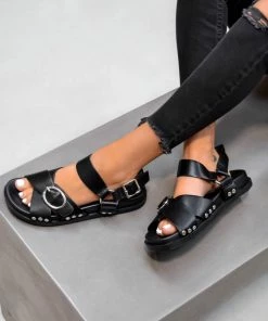 DMF BASILLA Chunky Buckle Sandals - Black