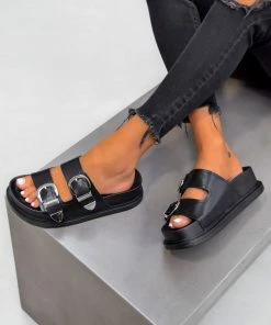 DMF SHOES BOSSA Chunky Buckle Sandals - Black