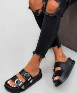 DMF SHOES BOSSA Chunky Buckle Sandals - Black