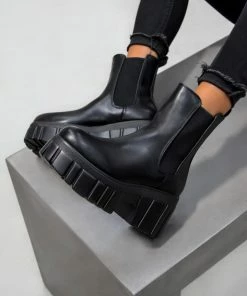 ELG BROOKE Chunky Platform Ankle Boots - Black SHOES