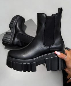 ELG BROOKE Chunky Platform Ankle Boots - Black SHOES