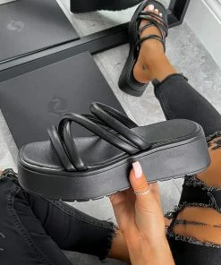 ELG CALIX Chunky Sandals - Black PU