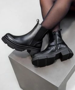 LIV CAMILA Chunky Ankle Boots - Black PU SHOES