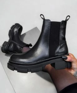 LIV CAMILA Chunky Ankle Boots - Black PU SHOES