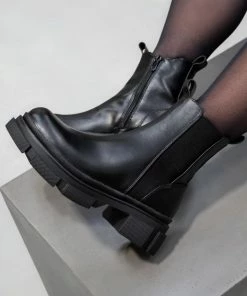 LIV CAMILA Chunky Ankle Boots - Black PU SHOES