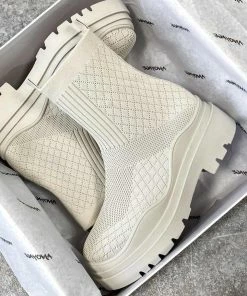 COR SHOES CELINA Chunky Sock Fit Ankle Boots - Beige