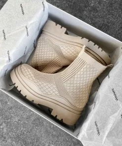 COR SHOES CELINA Chunky Sock Fit Ankle Boots - Mocha