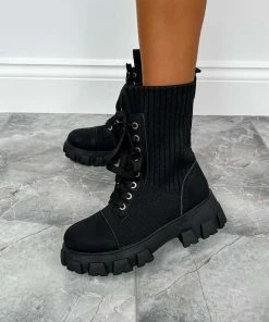 NDS CERYS Chunky Ankle Sock Fit Boots - Black