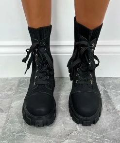 NDS CERYS Chunky Ankle Sock Fit Boots - Black