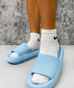 CIT CLARA Flat Slider Sandals - Blue SHOES