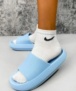 CIT CLARA Flat Slider Sandals - Blue SHOES