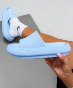 CIT CLARA Flat Slider Sandals - Blue SHOES