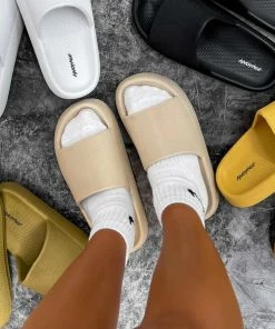 CIT SHOES CLARA Flat Slider Sandals - Beige