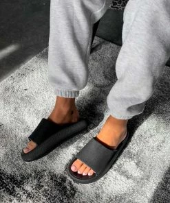 CIT CLARA Flat Slider Sandals - Black SHOES