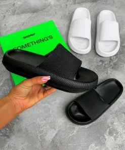 CIT CLARA Flat Slider Sandals - Black SHOES