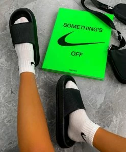 CIT CLARA Flat Slider Sandals - Black SHOES