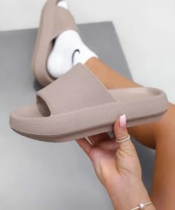 CIT SHOES CLARA Flat Slider Sandals - Mocha