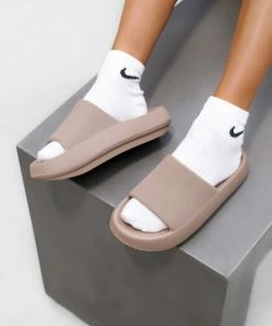 CIT SHOES CLARA Flat Slider Sandals - Mocha