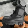 NDS SHOES COMMAND Chunky Platform Pocket Detail Ankle Boots - Black PU