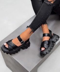 CIT SHOES COMPLEX Chunky Crossover Sandals - Black