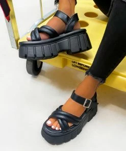 CIT SHOES CONTROL Super Chunky Platform Sandals - Black PU