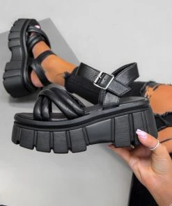 CIT SHOES CONTROL Super Chunky Platform Sandals - Black PU