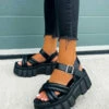 CIT SHOES CONTROL Super Chunky Platform Sandals - Black PU