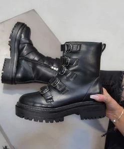 NDS CONTROL Chunky Platform Ankle Boots - Black PU