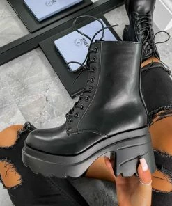 CIT SHOES CREED Chunky Platform Boots - Black