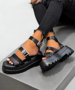 LIV CRUZ Super Chunky Sandals - Black SHOES