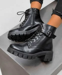 LIV EVA Chunky Lace Up Ankle Boots - Black