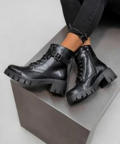 LIV EVA Chunky Lace Up Ankle Boots - Black