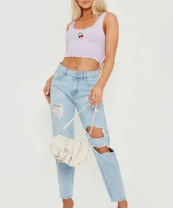 SWD CLOTHING Cut Out Ripped Denim Jeans - Blue
