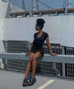 CIT SHOES DAMAGE Super Chunky Gladiator Sandals - Black PU