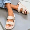 NDS DAY DREAM Chunky Buckle Sandals - Beige/Gold SHOES