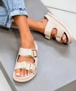 NDS DAY DREAM Chunky Buckle Sandals - Beige/Gold SHOES
