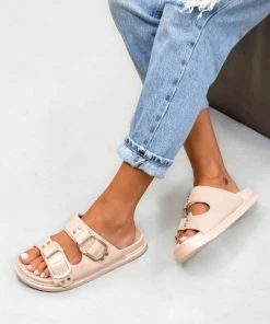 NDS DAY DREAM Chunky Buckle Sandals - Beige/Gold SHOES