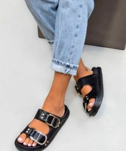 NDS DAY DREAM Chunky Buckle Sandals - Black/Gold