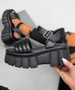 CIT SHOES DEFLEKT Super Chunky Platform Sandals - Black PU