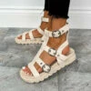 NDS SHOES DELIA Chunky Buckle Sandals - Beige