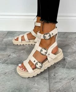 NDS SHOES DELIA Chunky Buckle Sandals - Beige