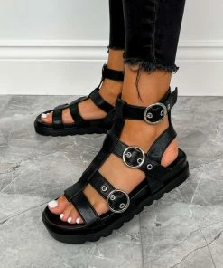 NDS SHOES DELIA Chunky Buckle Sandals - Black